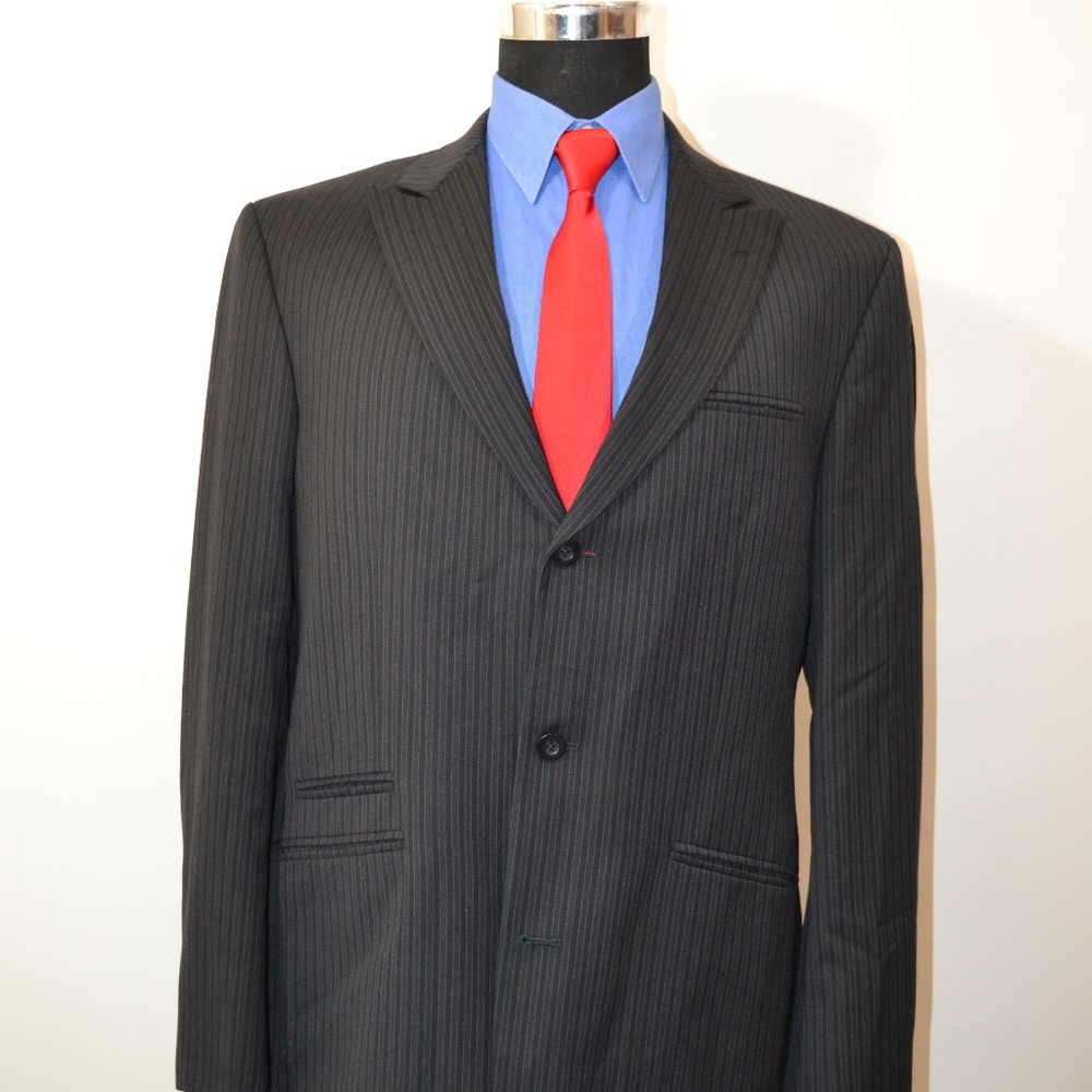 Cubavera 42L Sport Coat Blazer Suit Jacket Black S